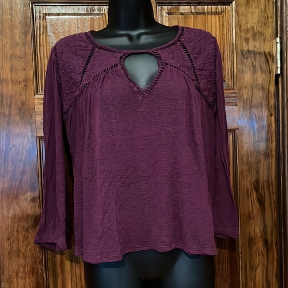 Lucky Brand Wine long Sleeve Top - Picture 1 of 9